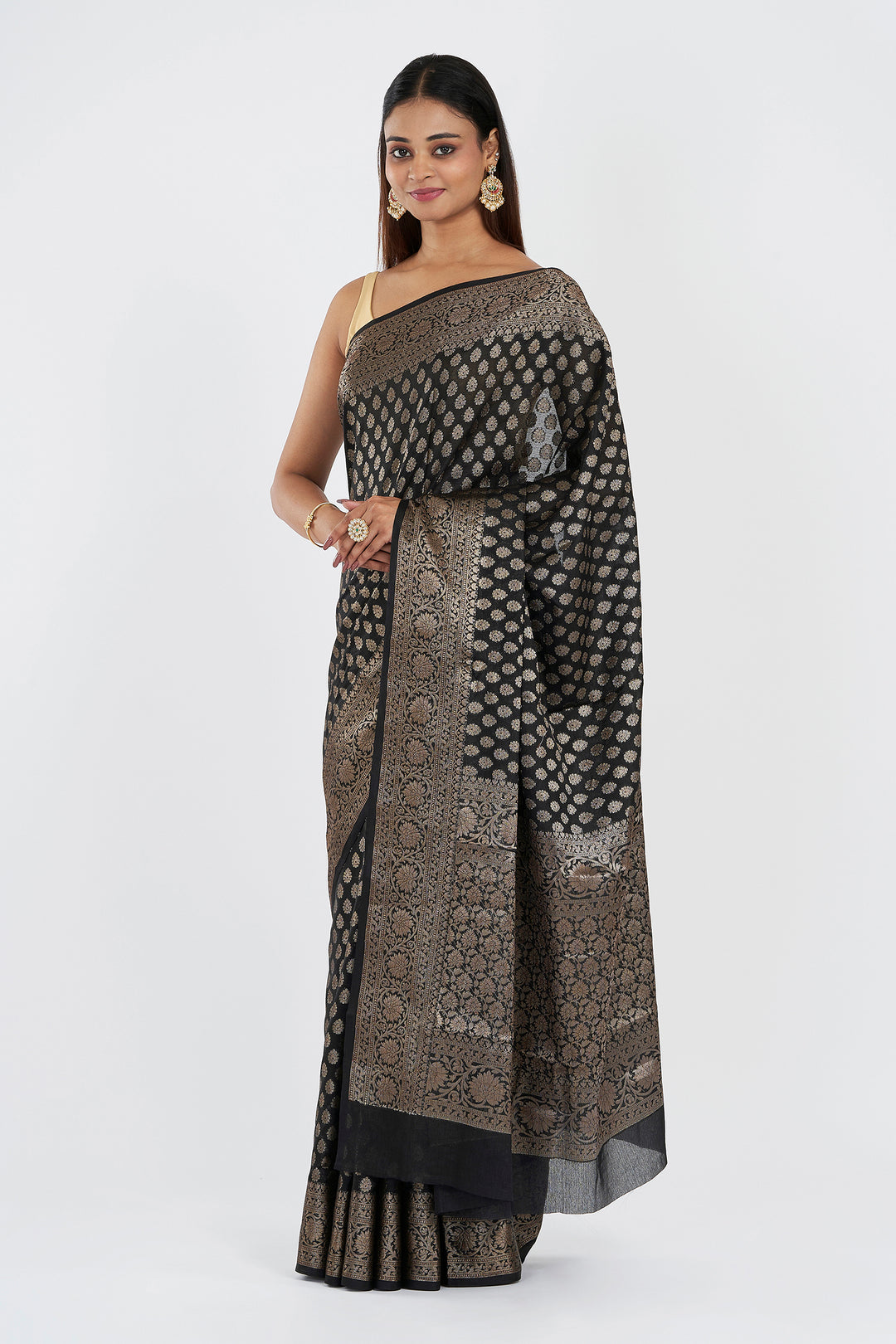 Teejh Sobika Black Chiffon Silk Saree