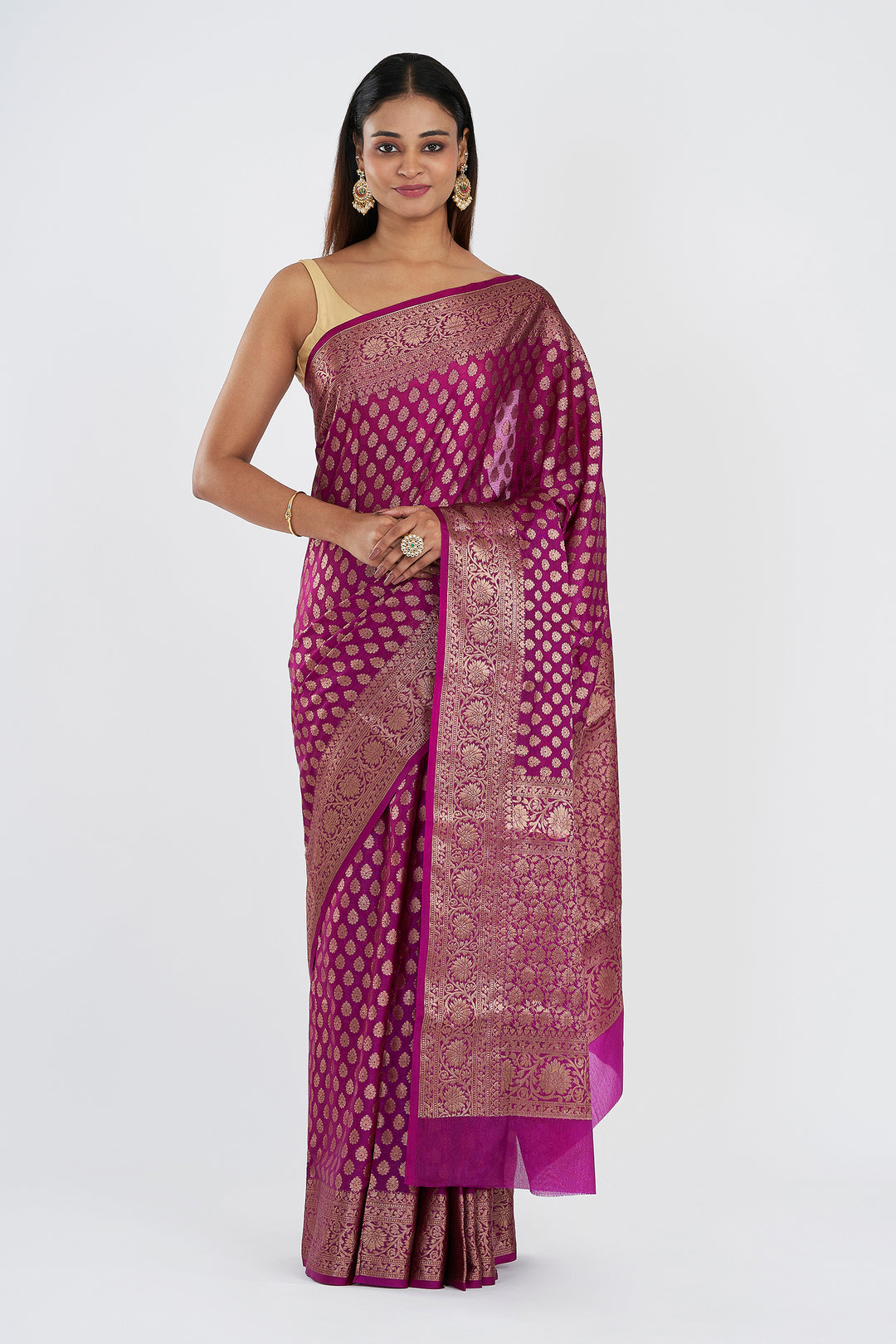 Teejh Neema Violet Chiffon Silk Saree