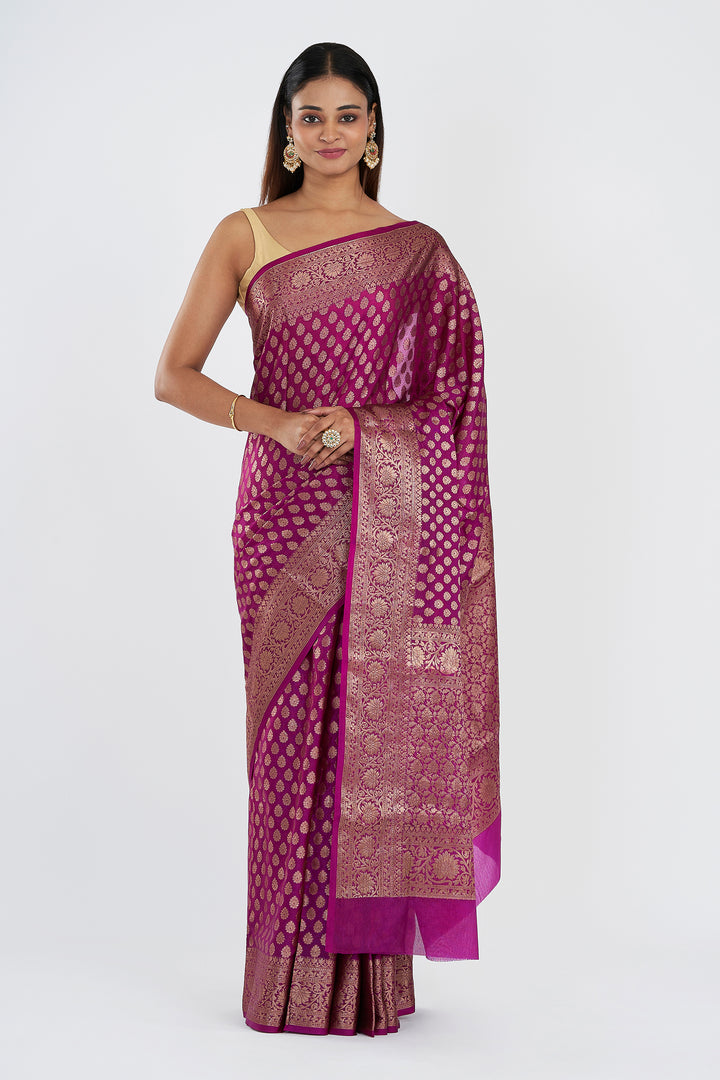 Teejh Neema Violet Chiffon Silk Saree