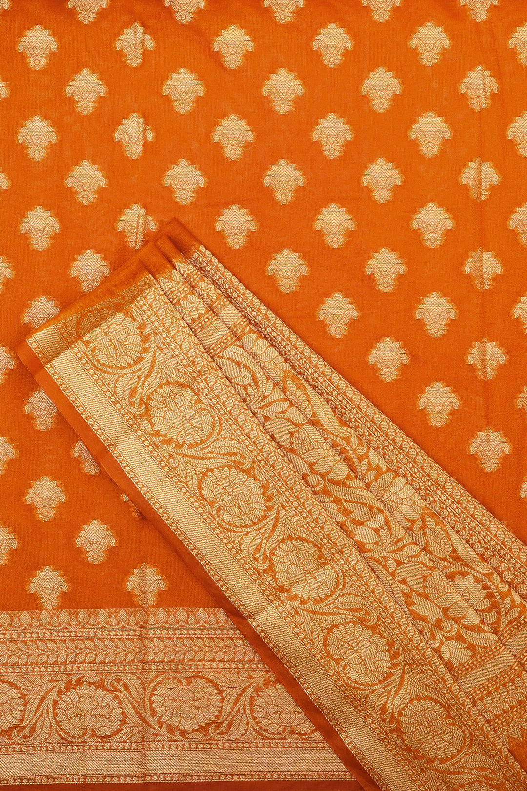 Teejh Asmita Mustard Yellow Banarasi Chiffon Silk Saree