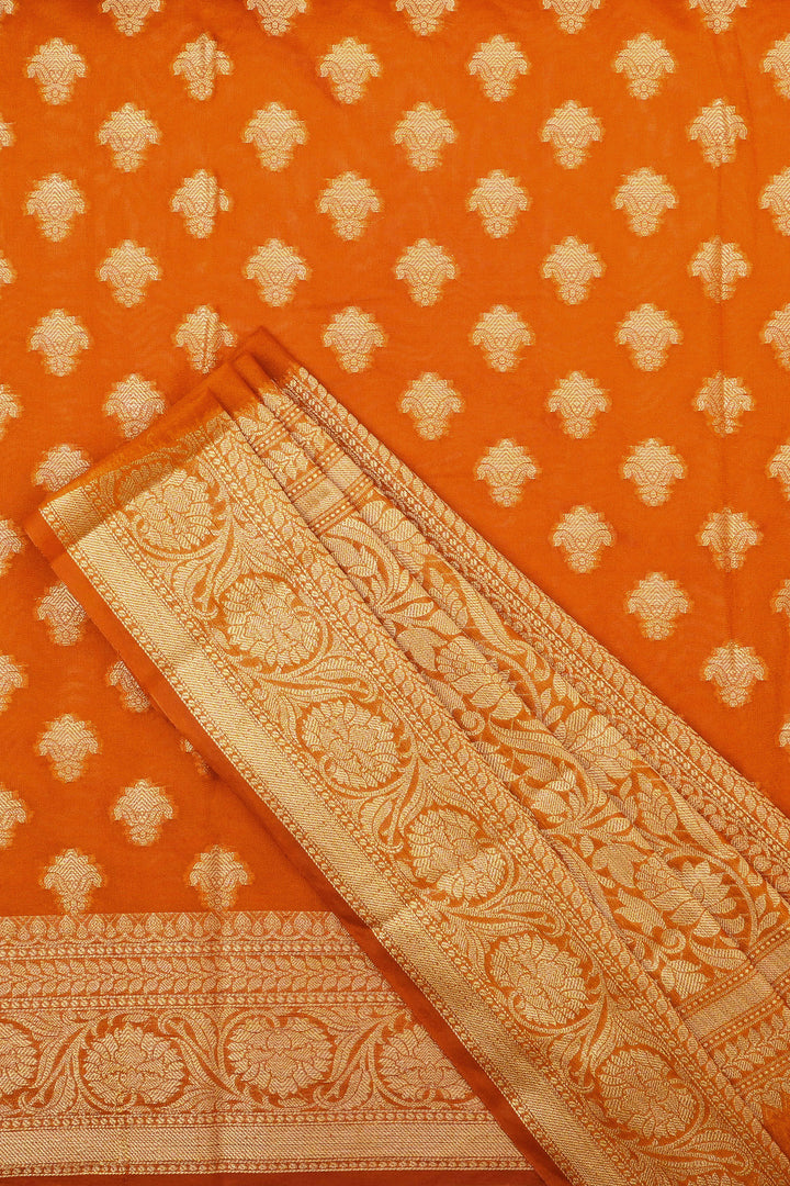 Teejh Asmita Mustard Yellow Banarasi Chiffon Silk Saree
