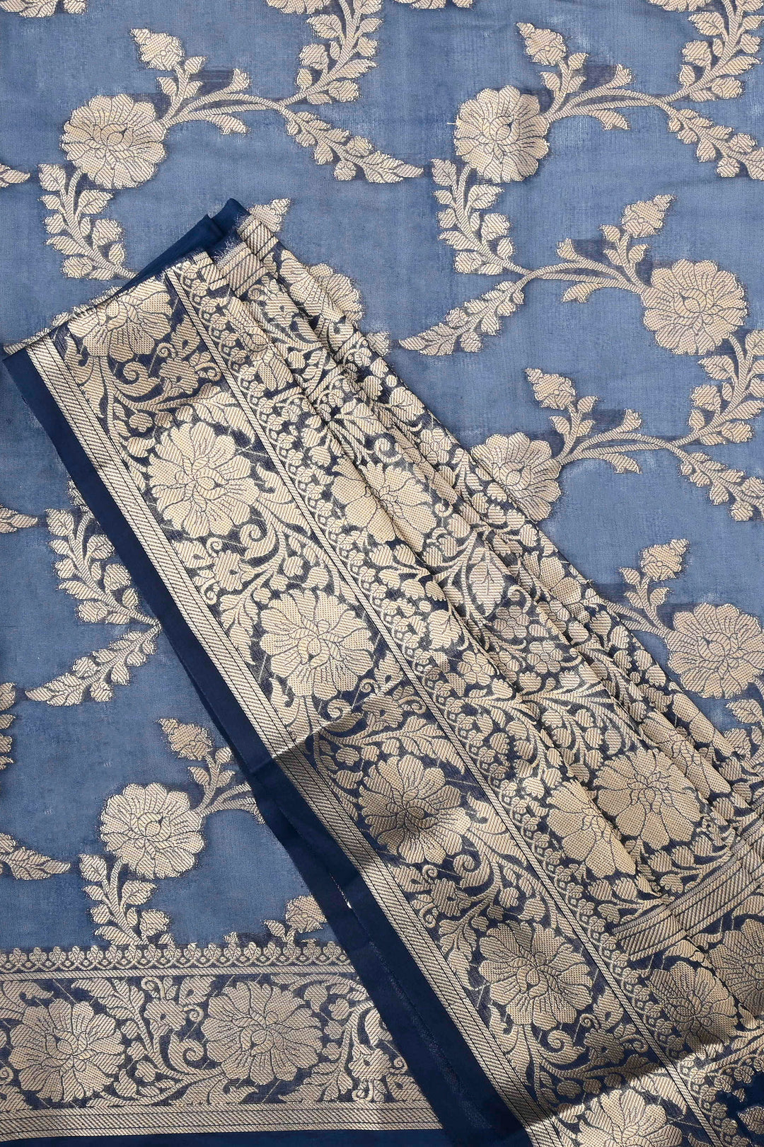 Teejh Shavya Navy Blue Banarasi Semi Georgette Silk Saree