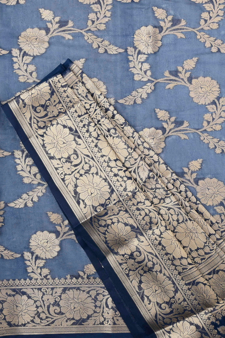 Teejh Shavya Navy Blue Banarasi Semi Georgette Silk Saree