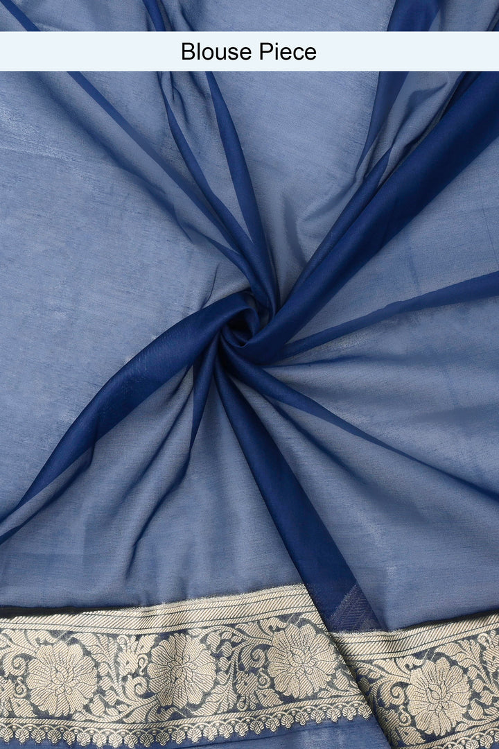 Teejh Shavya Navy Blue Banarasi Semi Georgette Silk Saree