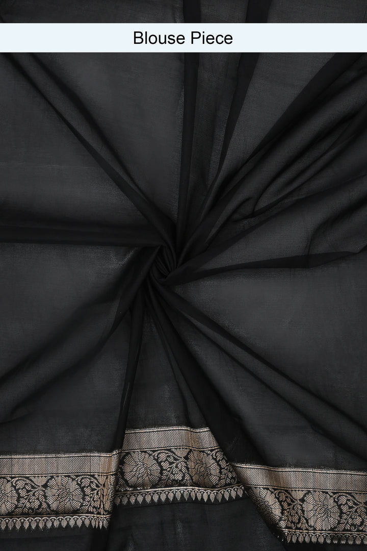 Teejh Jahnavi Black Banarasi Semi Georgette Silk Saree