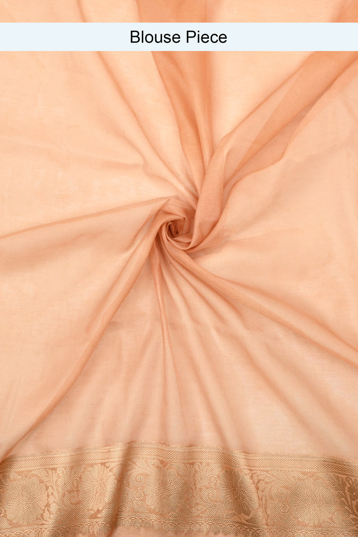 Teejh Divina Light Peach Banarasi Semi Georgette Silk Saree