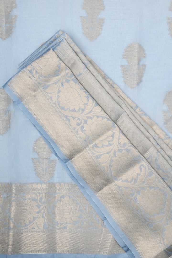 Teejh Sanika Blue Banarasi Semi Chiffon Warm Silk Saree