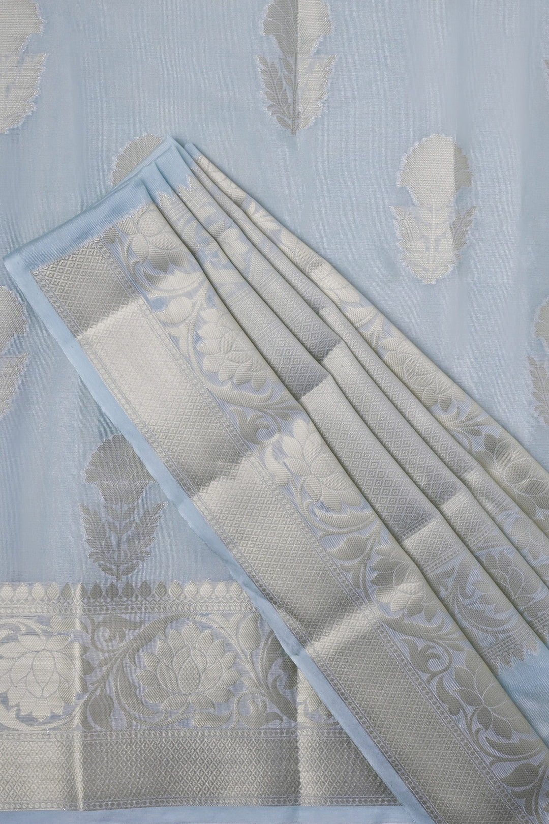 Teejh Vismita Grey Banarasi Semi Chiffon Warm Silk Saree
