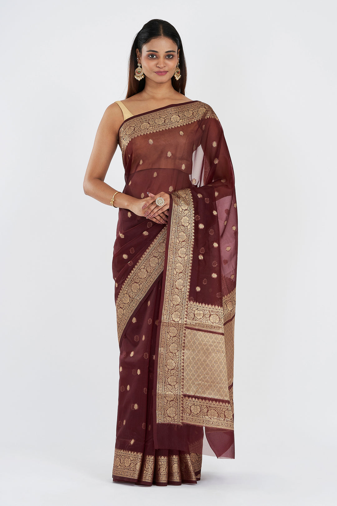 Teejh Shivi Maroon Banarasi Semi Kora Silk