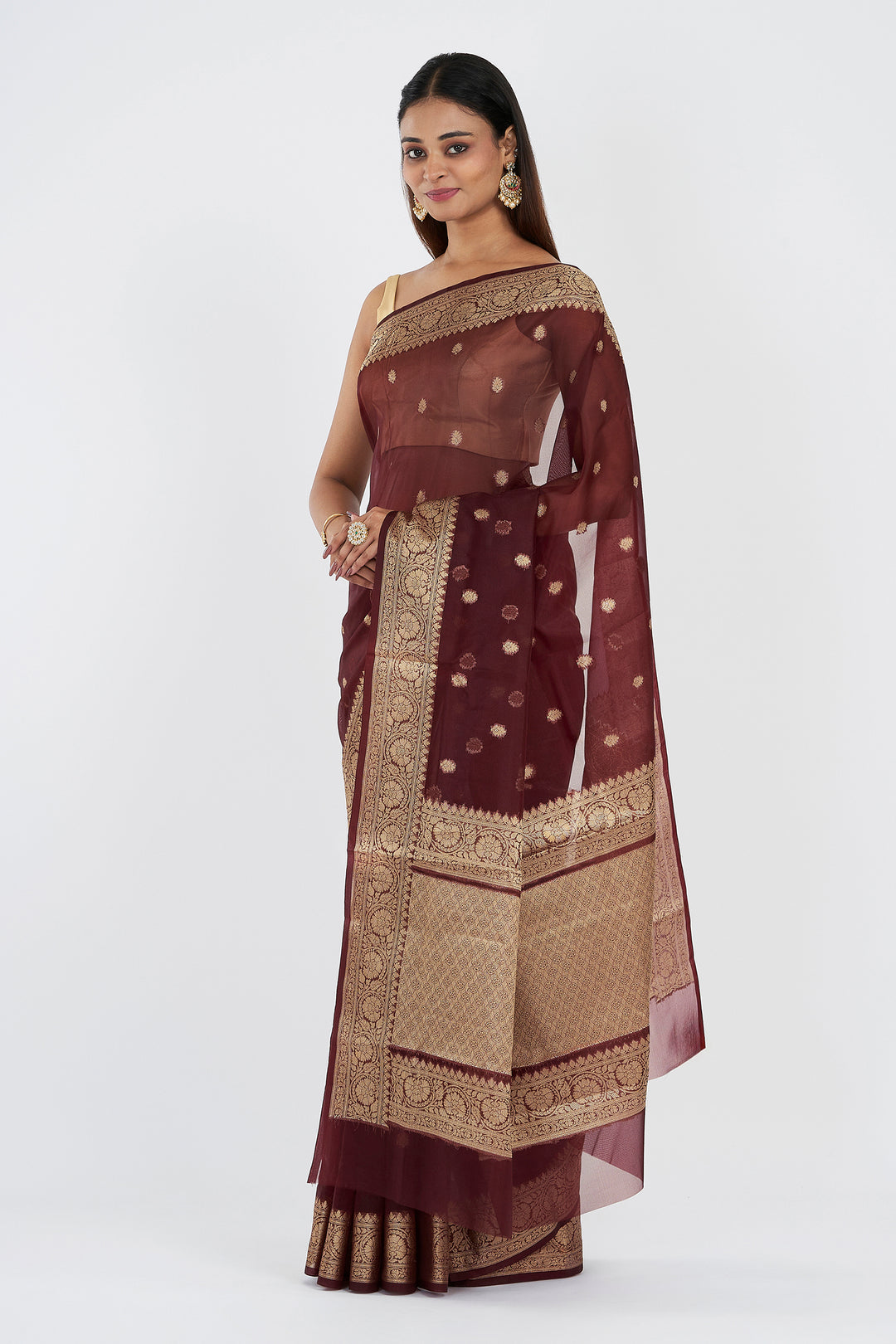 Teejh Shivi Maroon Banarasi Semi Kora Silk