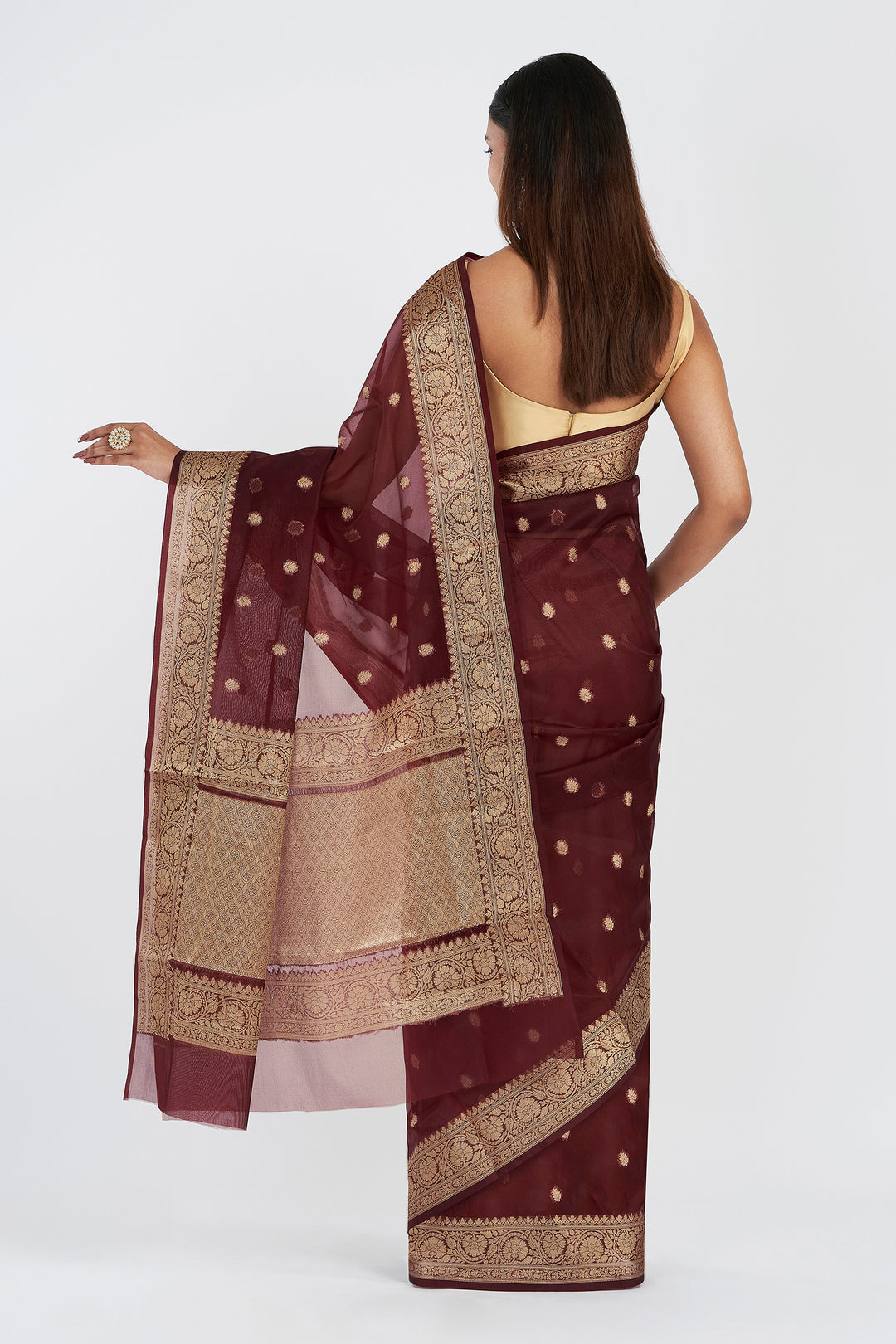 Teejh Shivi Maroon Banarasi Semi Kora Silk