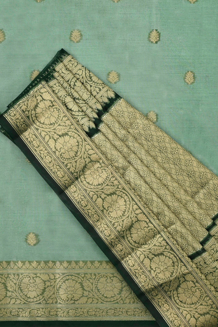 Teejh Suba Forest Green Banarasi Semi Kora Silk