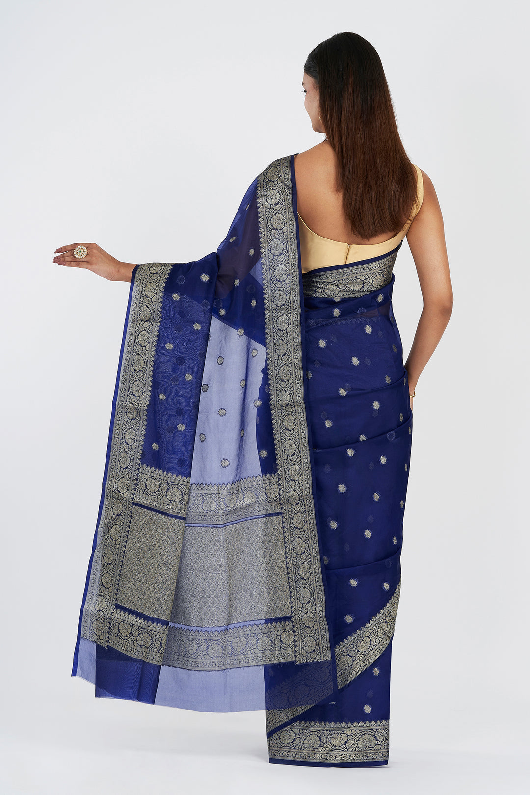 Teejh Smiti Royal Blue Banarasi Semi Kora Silk