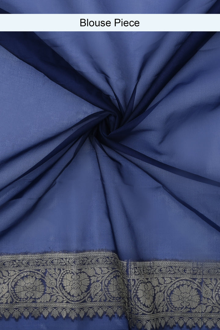 Teejh Smiti Royal Blue Banarasi Semi Kora Silk