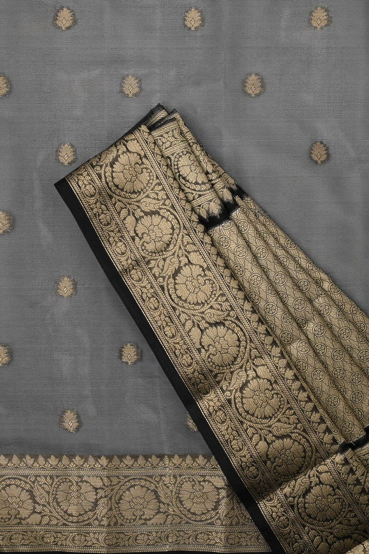 Teejh Mallika Black Banarasi Semi Kora Silk