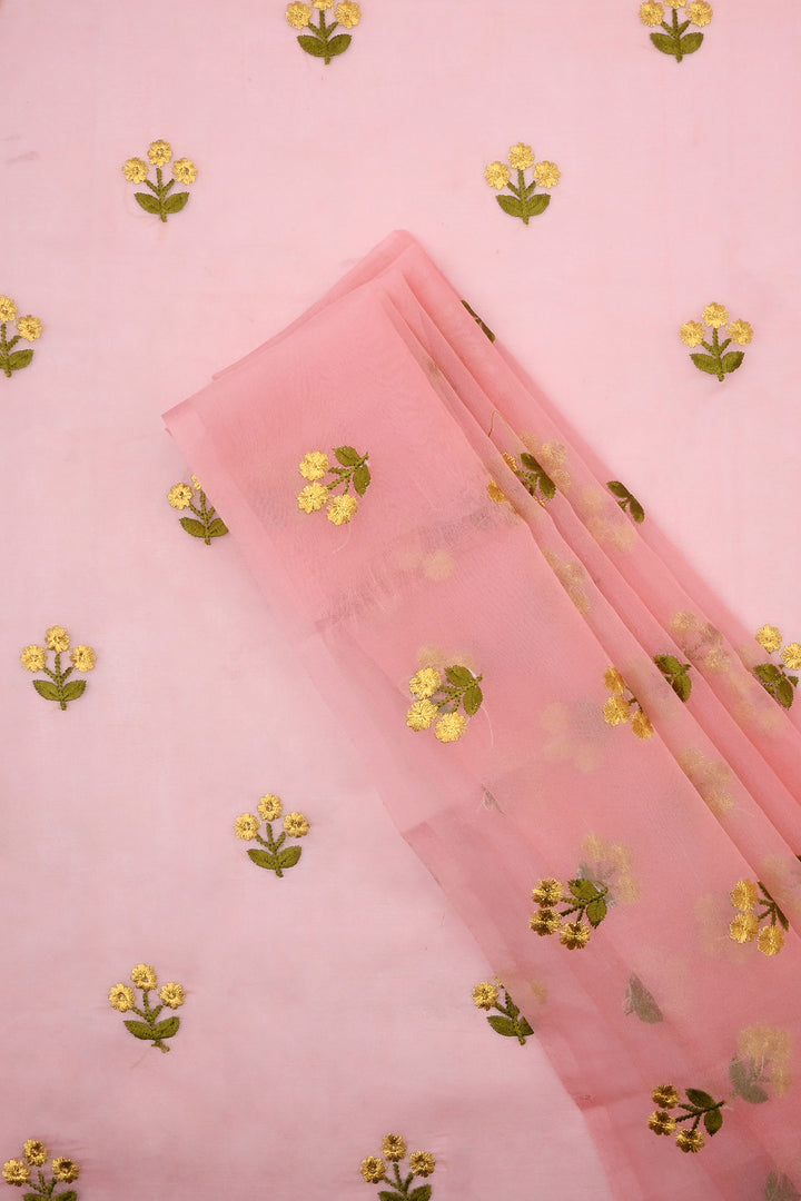 Teejh Tia Pink Kora Organza Silk embroidery work Saree