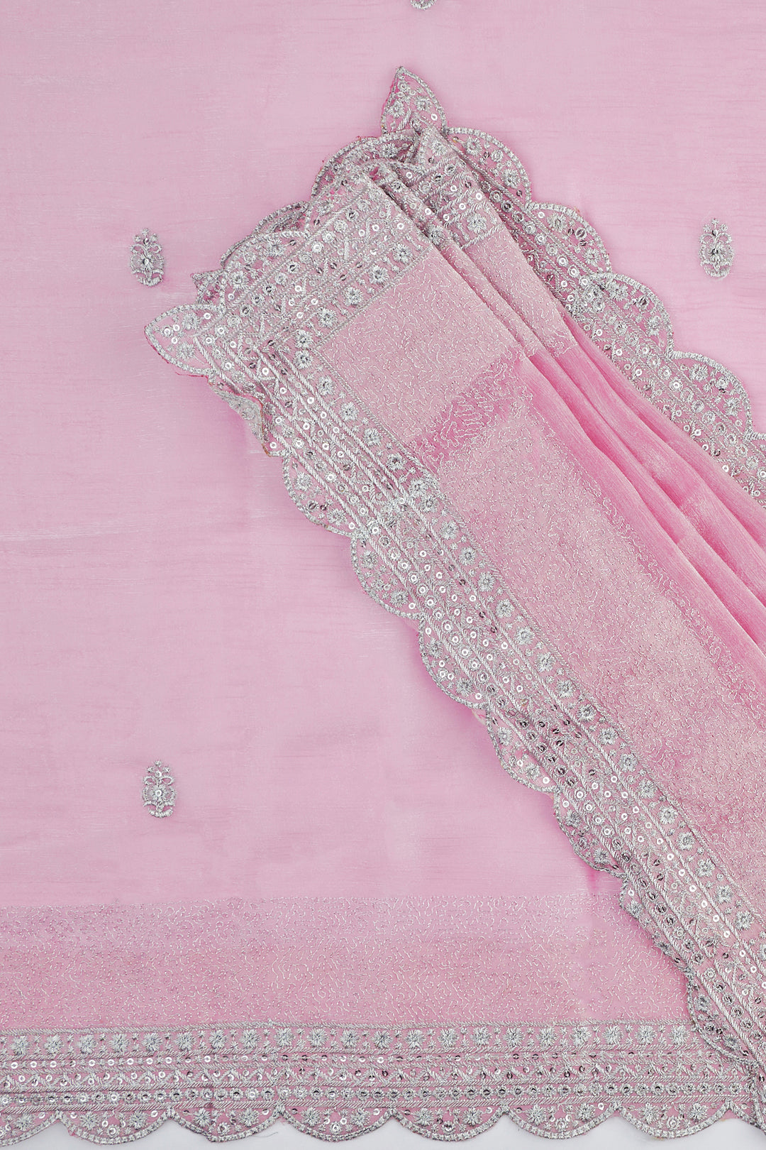 Teejh Geetanjali Onion Pink Shimmer Tissue Saree
