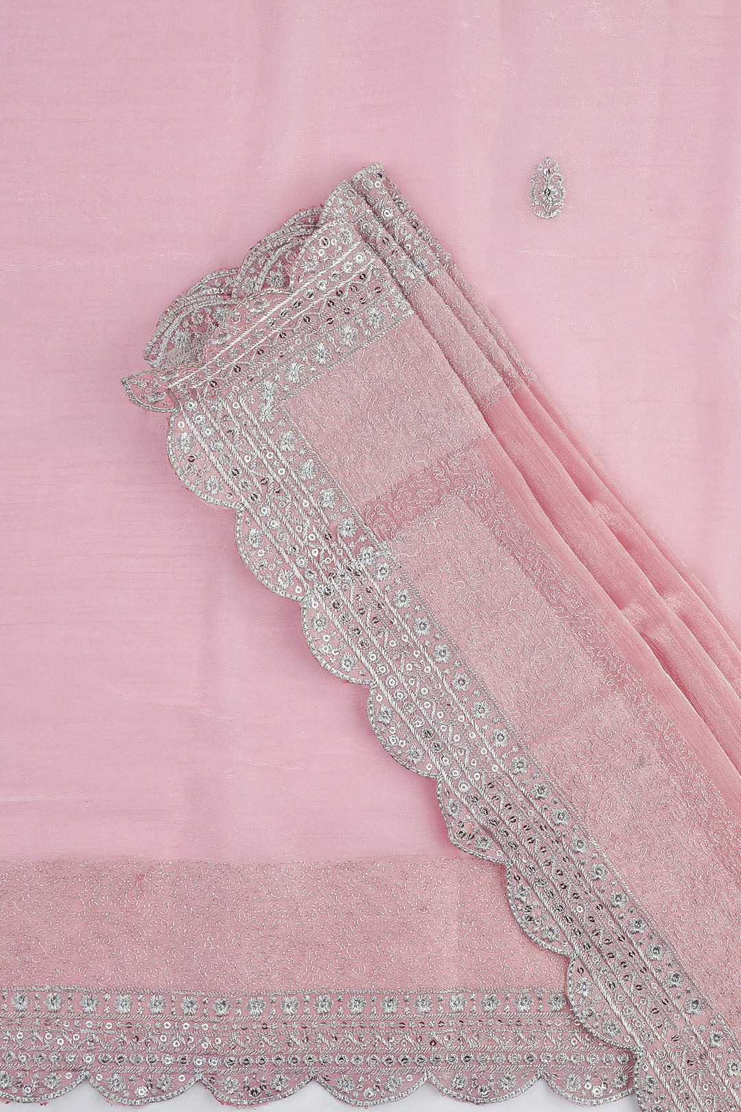 Teejh Geetanjali Pink Shimmer Tissue Saree