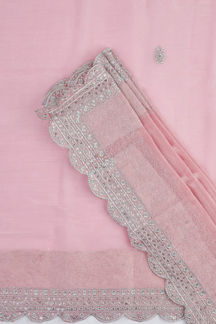 Teejh Geetanjali Pink Shimmer Tissue Saree