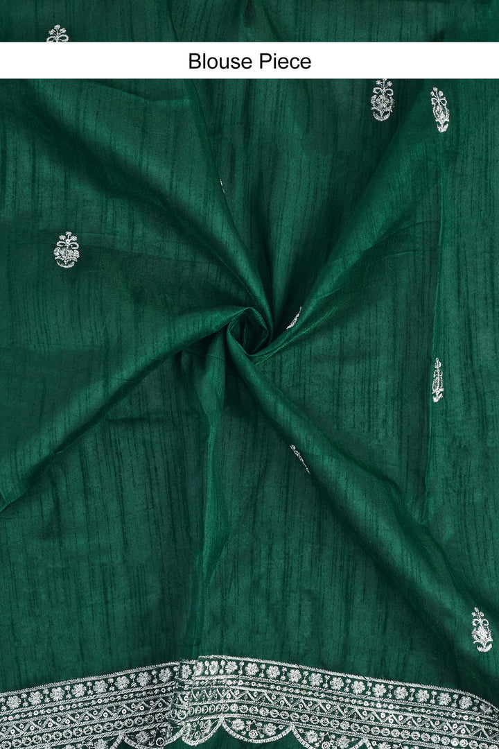 Teejh Geetanjali Green Shimmer Tissue Saree