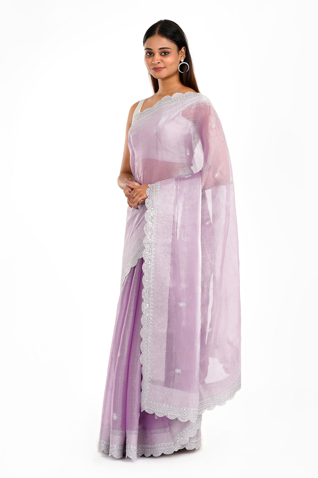 Teejh Geetanjali Lavender Shimmer Tissue Saree