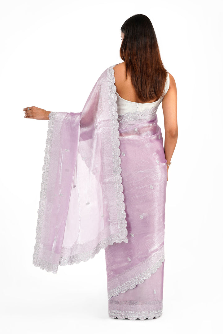 Teejh Geetanjali Lavender Shimmer Tissue Saree