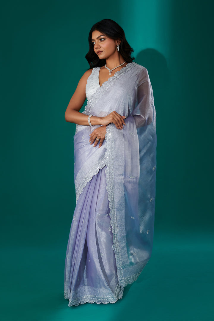 Teejh Geetanjali Lilac Shimmer Tissue Saree