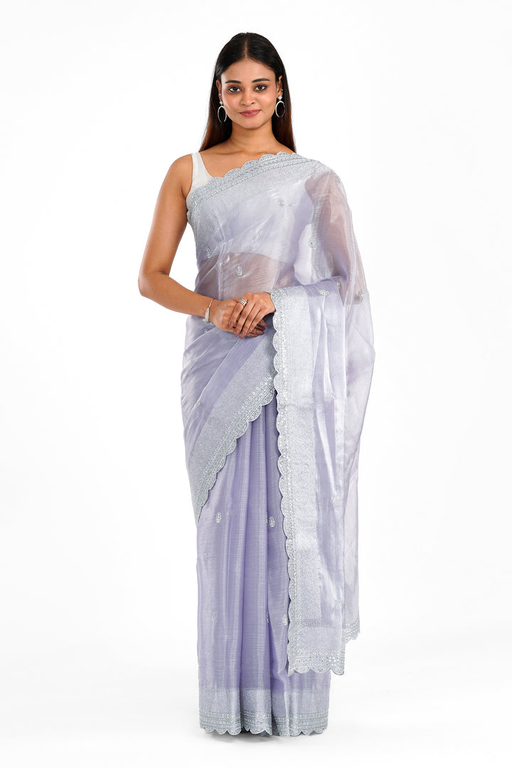 Teejh Geetanjali Lilac Shimmer Tissue Saree
