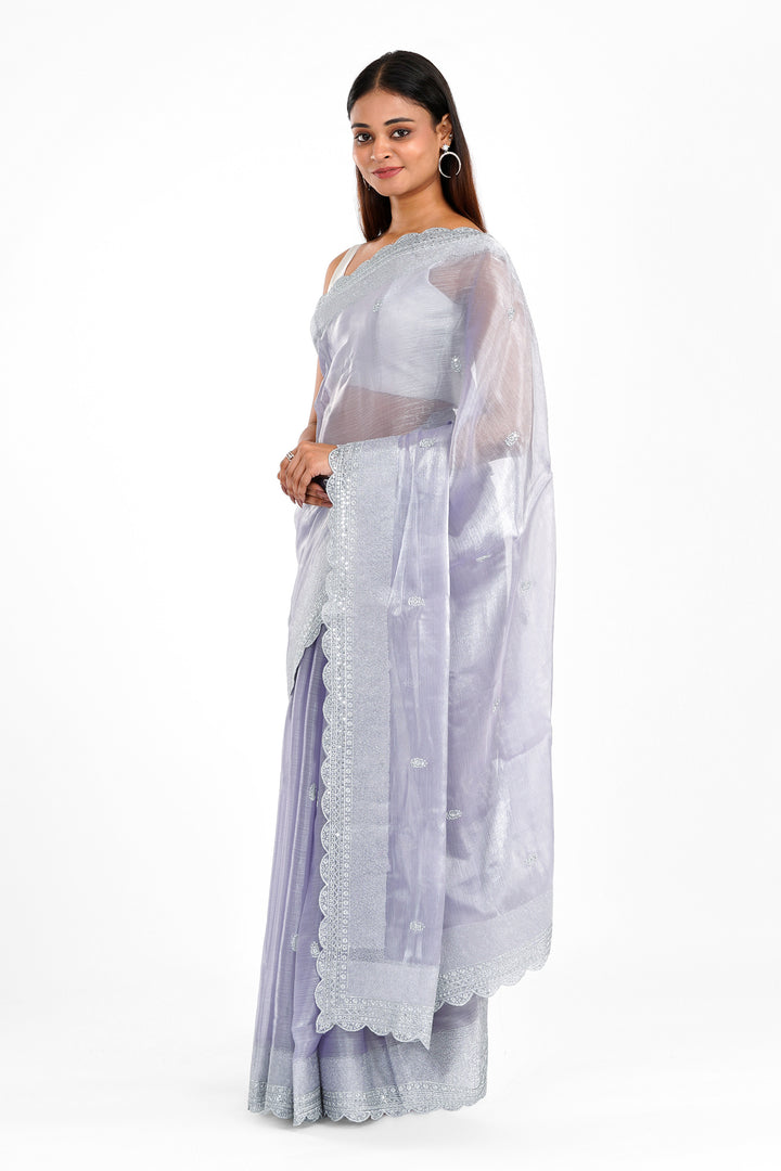 Teejh Geetanjali Lilac Shimmer Tissue Saree