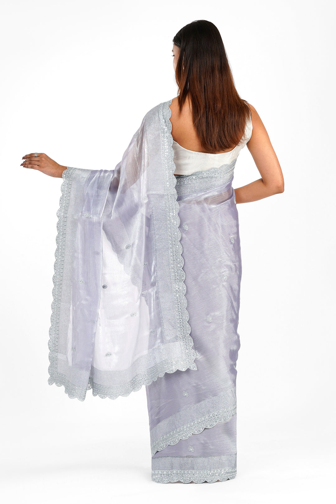 Teejh Geetanjali Lilac Shimmer Tissue Saree