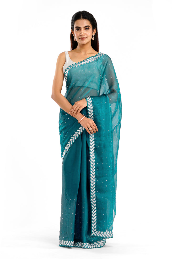 Teejh Harichandana Teal Tissue Saree