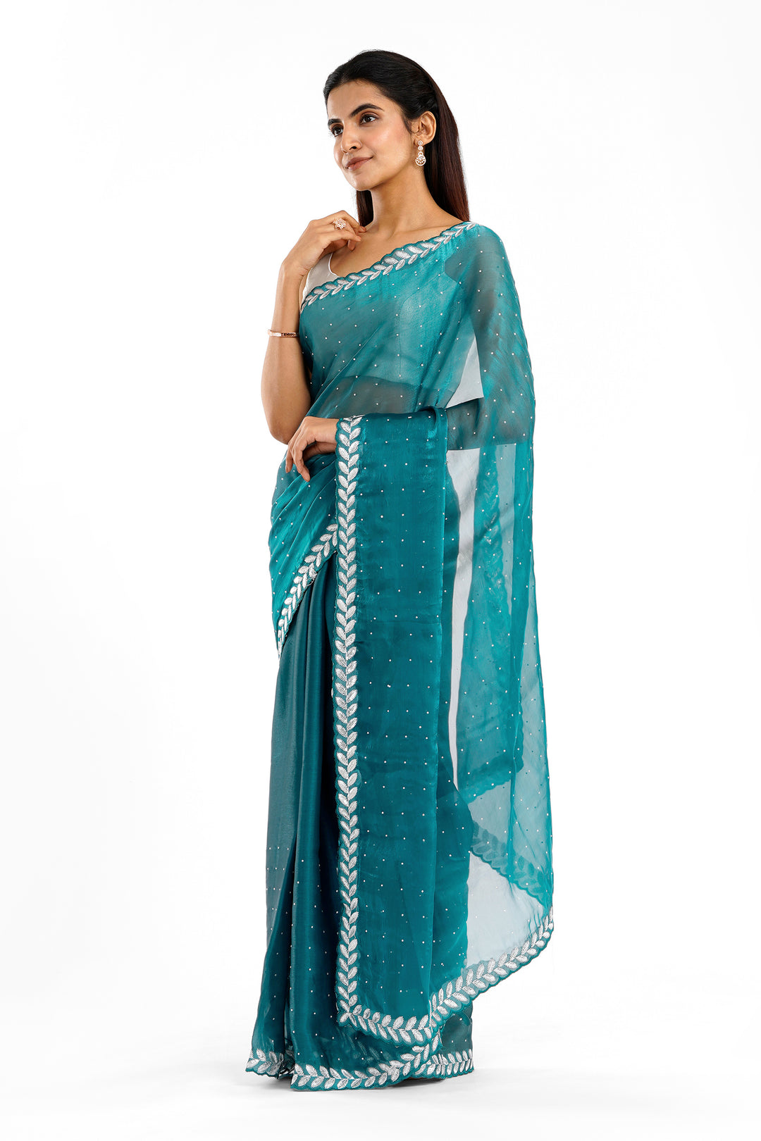 Teejh Harichandana Teal Tissue Saree