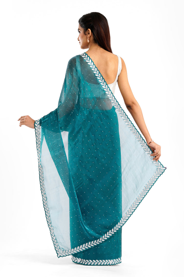 Teejh Harichandana Teal Tissue Saree