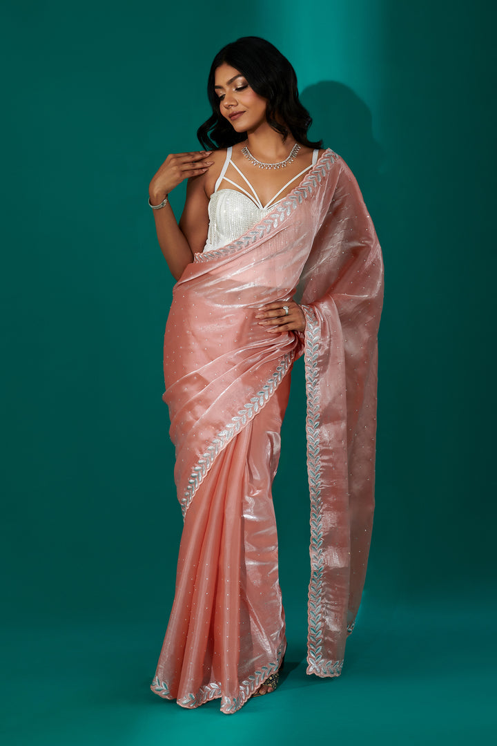 Teejh Harichandana Coral Tissue Saree