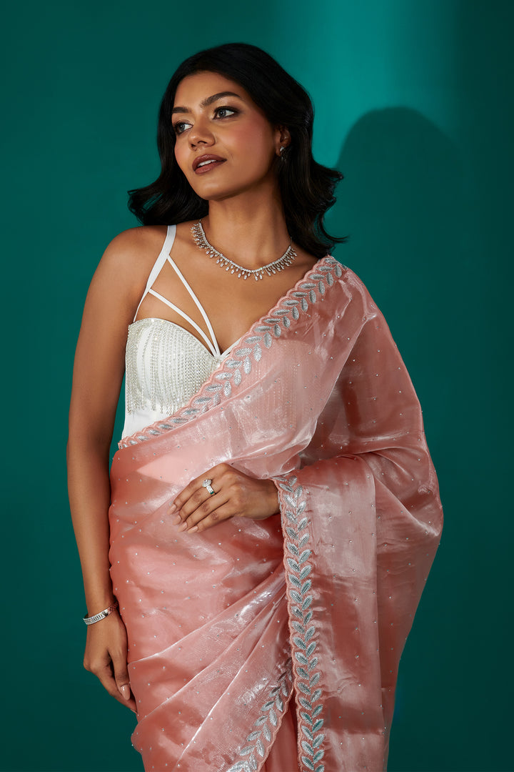 Teejh Harichandana Coral Tissue Saree