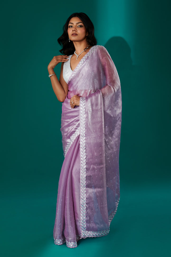 Teejh Harichandana Lavender Tissue Saree