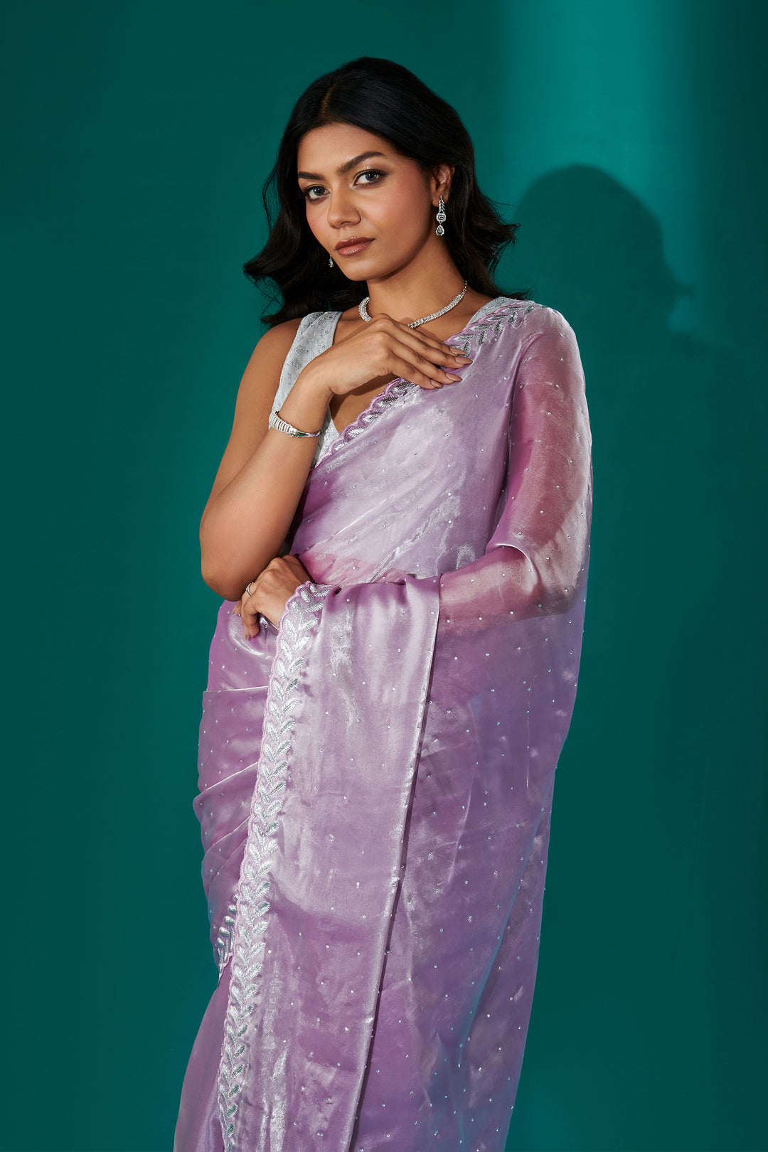 Teejh Harichandana Lavender Tissue Saree