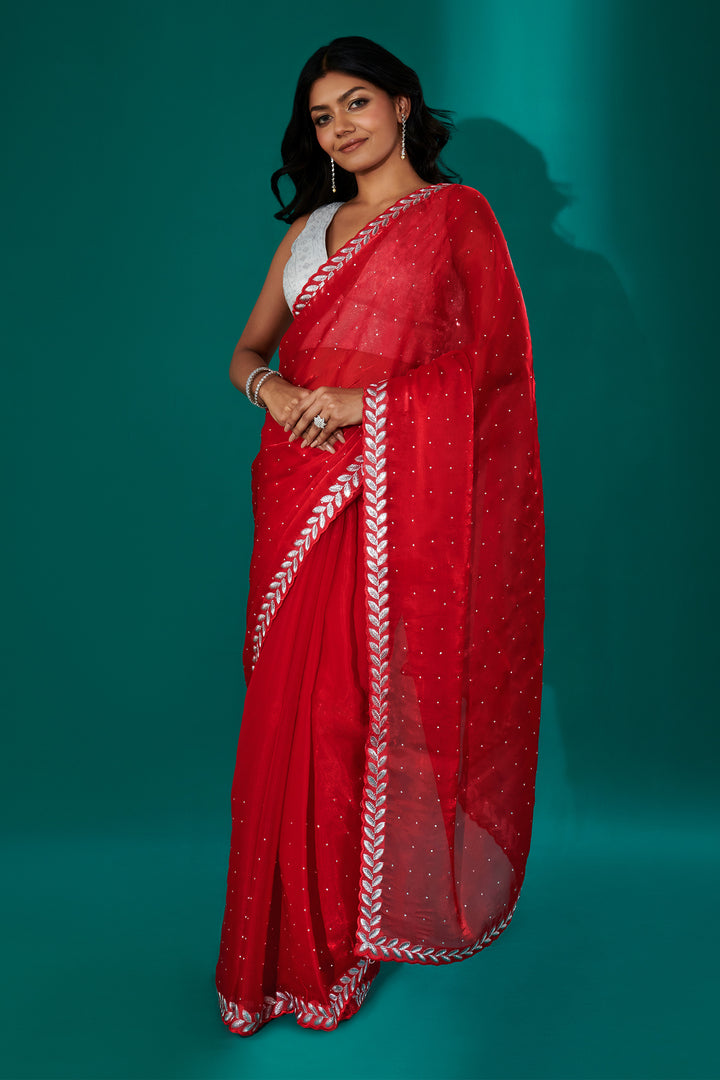 Teejh Harichandana Red Tissue Saree