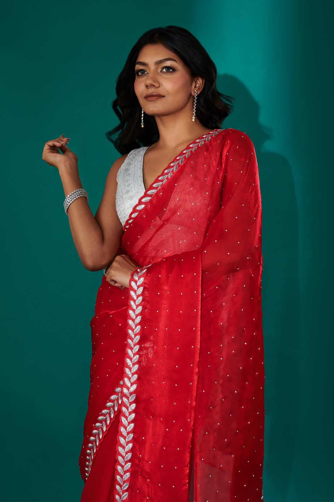Teejh Harichandana Red Tissue Saree