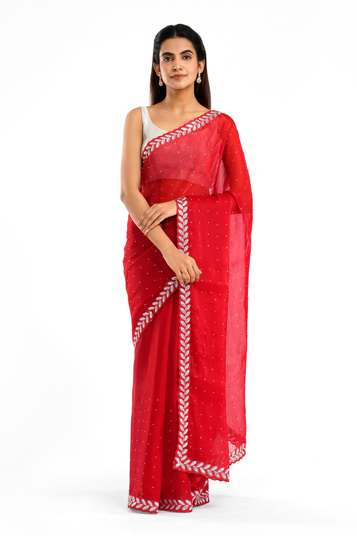 Teejh Harichandana Red Tissue Saree