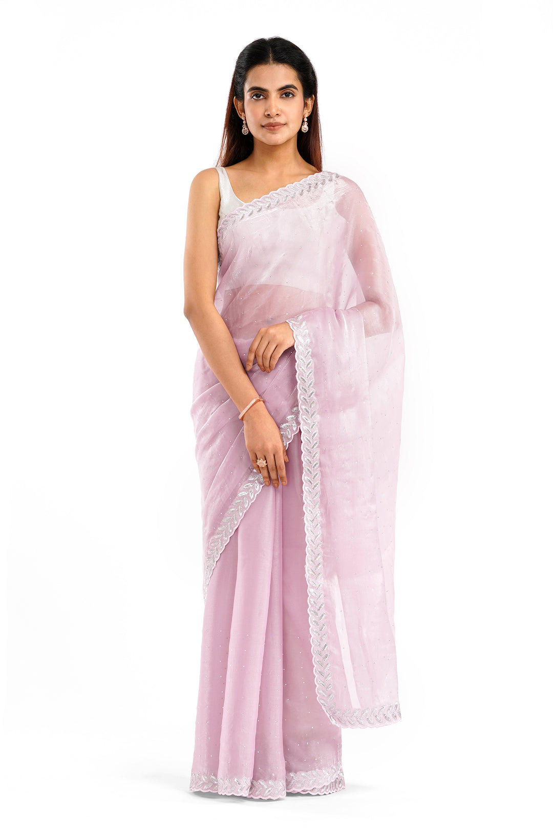 Teejh Harichandana Baby Pink Tissue Saree