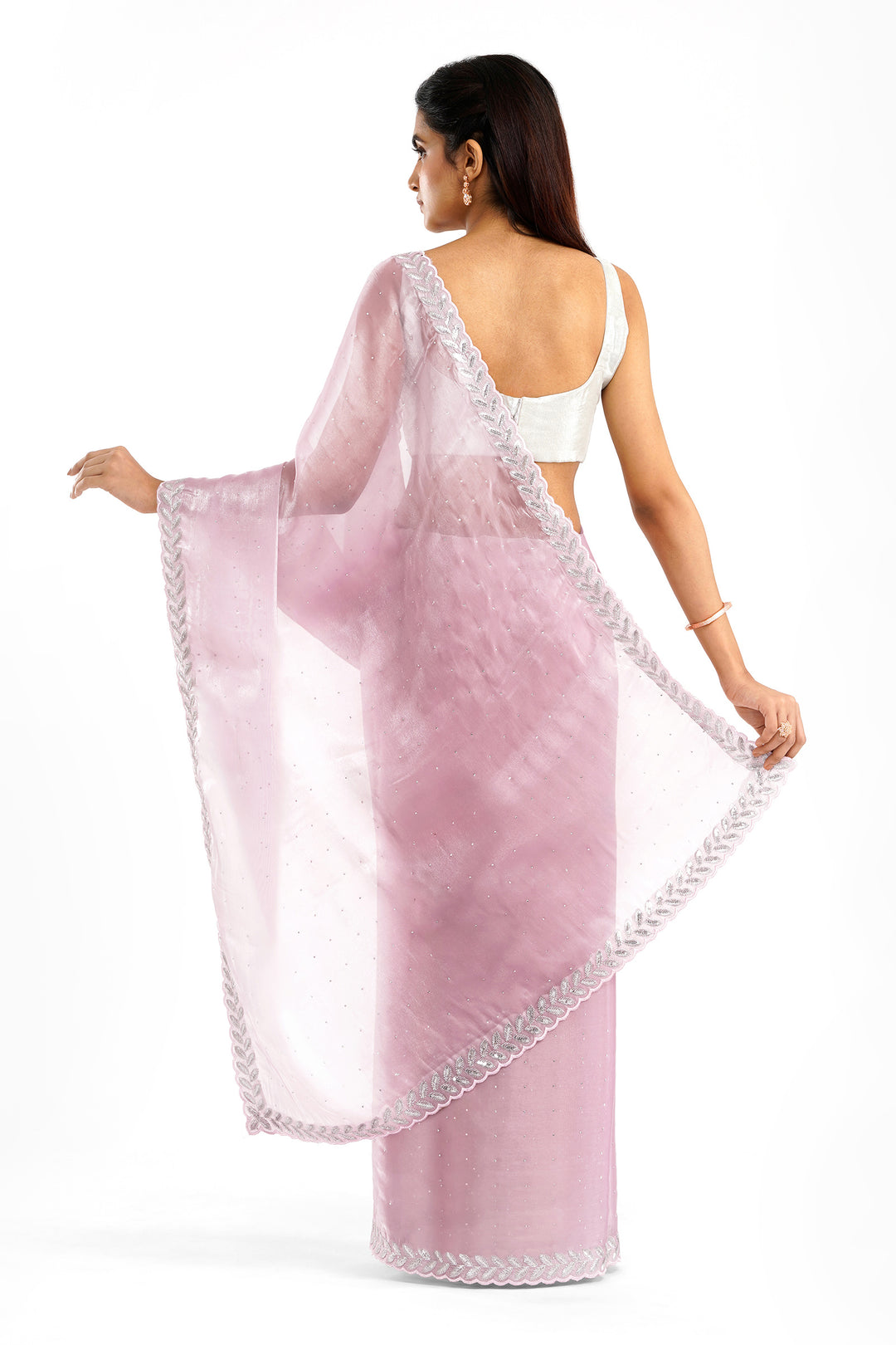 Teejh Harichandana Baby Pink Tissue Saree