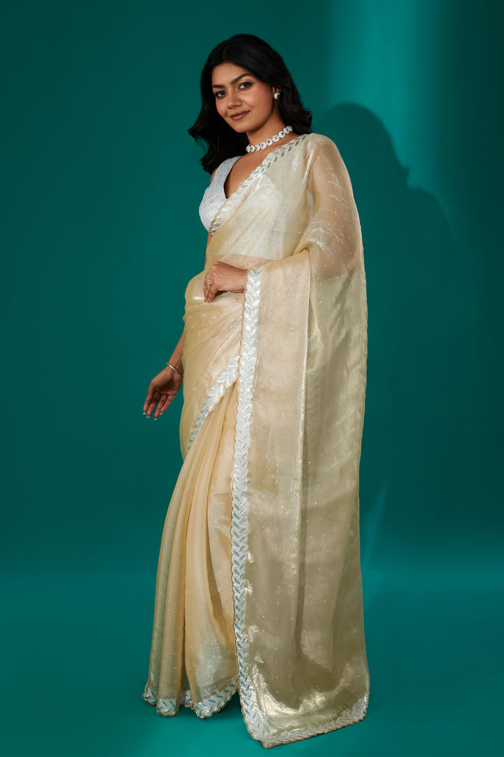 Teejh Harichandana Beige Tissue Saree
