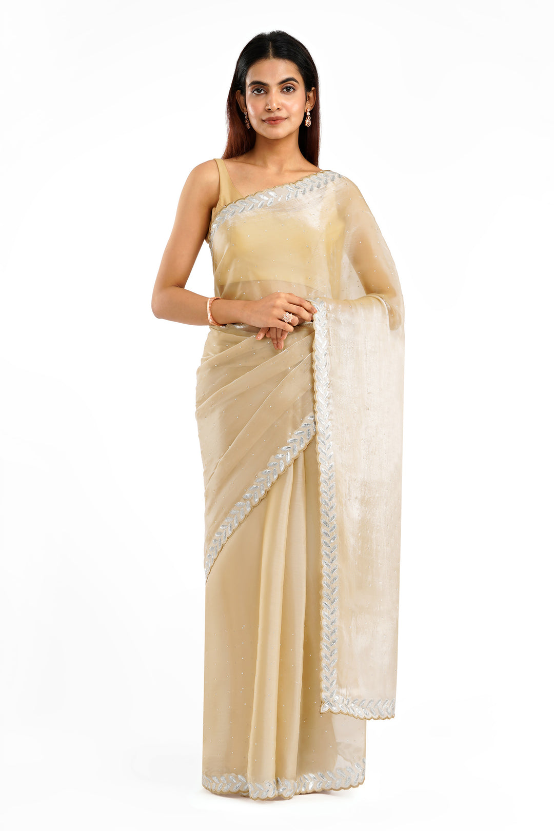 Teejh Harichandana Beige Tissue Saree