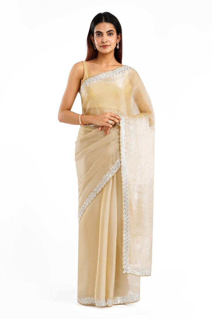 Teejh Harichandana Beige Tissue Saree