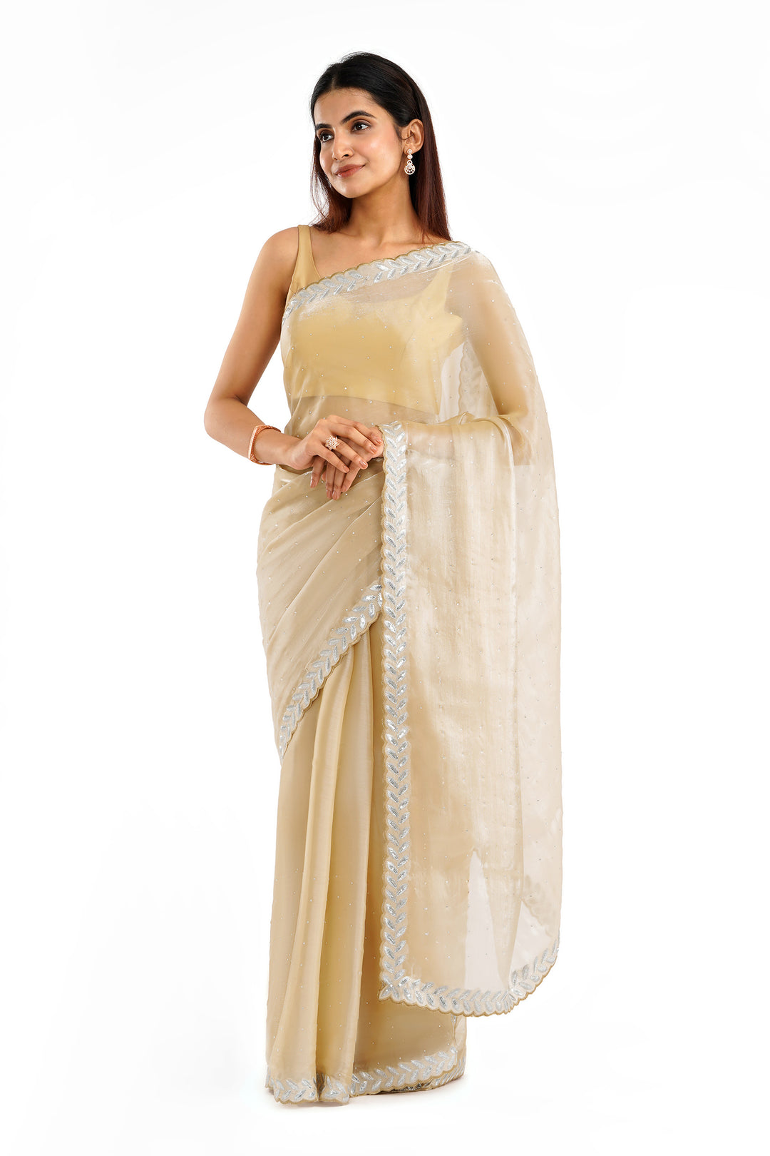 Teejh Harichandana Beige Tissue Saree