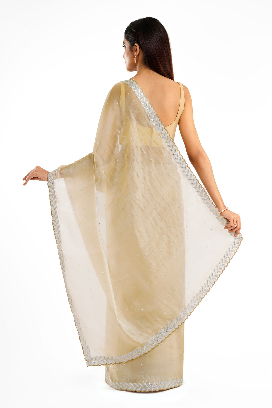 Teejh Harichandana Beige Tissue Saree