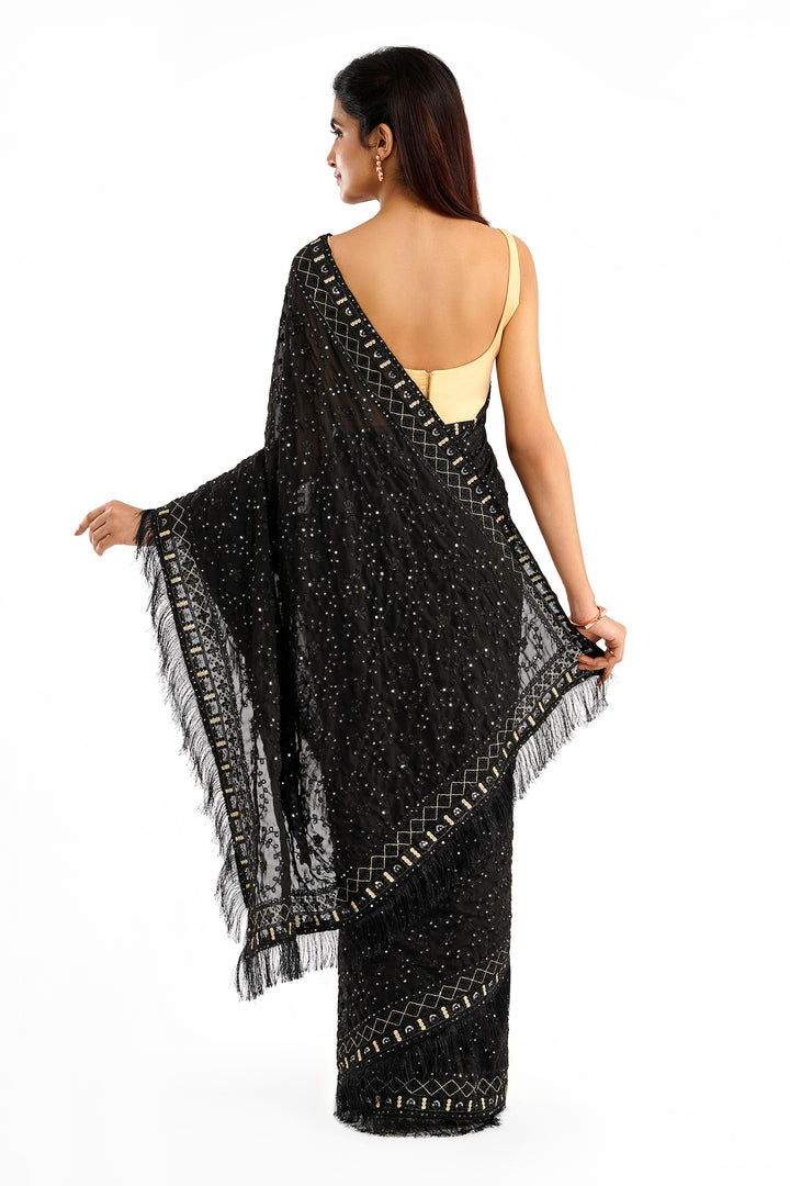 Teejh Kamla Black Georgette Saree