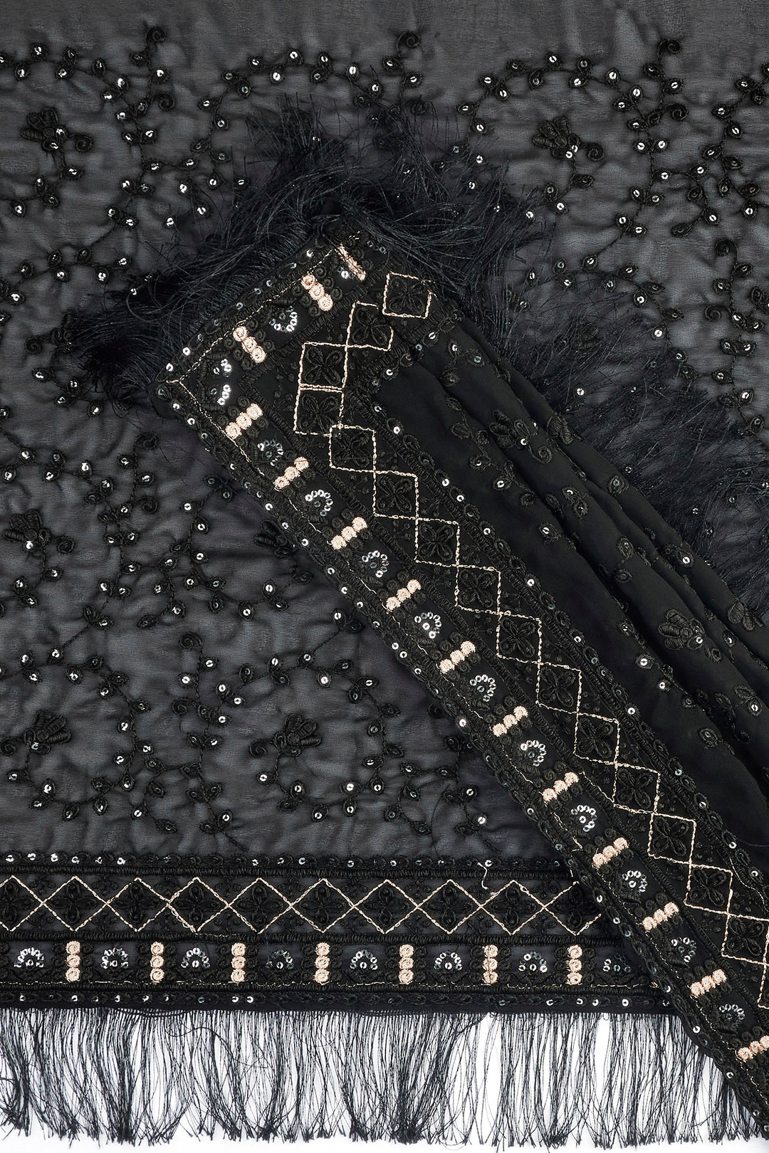 Teejh Kamla Black Georgette Saree