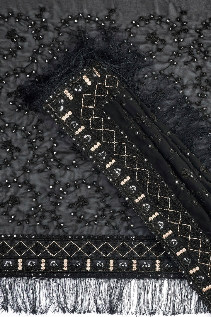 Teejh Kamla Black Georgette Saree